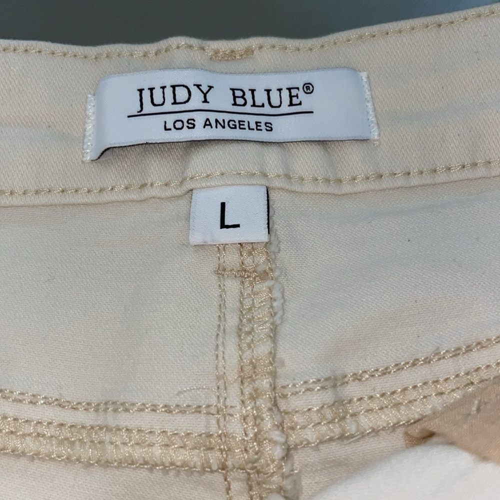 Judy Blue High Waist Cream Denim Shorts - Picture 6 of 6